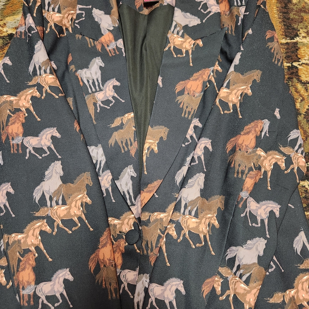 Rock & Roll Cowgirl Horse Print Blazer - Black and Brown - Picture 8 of 8